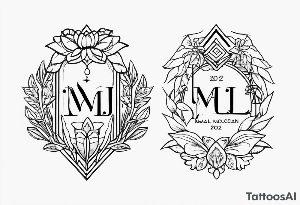 Create a small moluccan style tattoo on the forearm with the initials MLJ, date of birth 22/09/22 tattoo idea