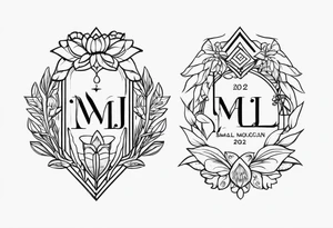 Create a small moluccan style tattoo on the forearm with the initials MLJ, date of birth 22/09/22 tattoo idea