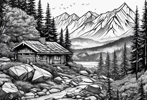 Man and woman hiking tattoo idea