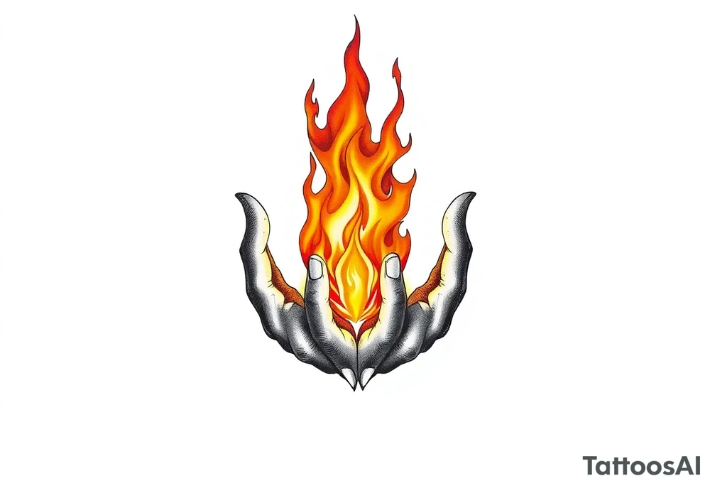 Fire between hands tattoo idea