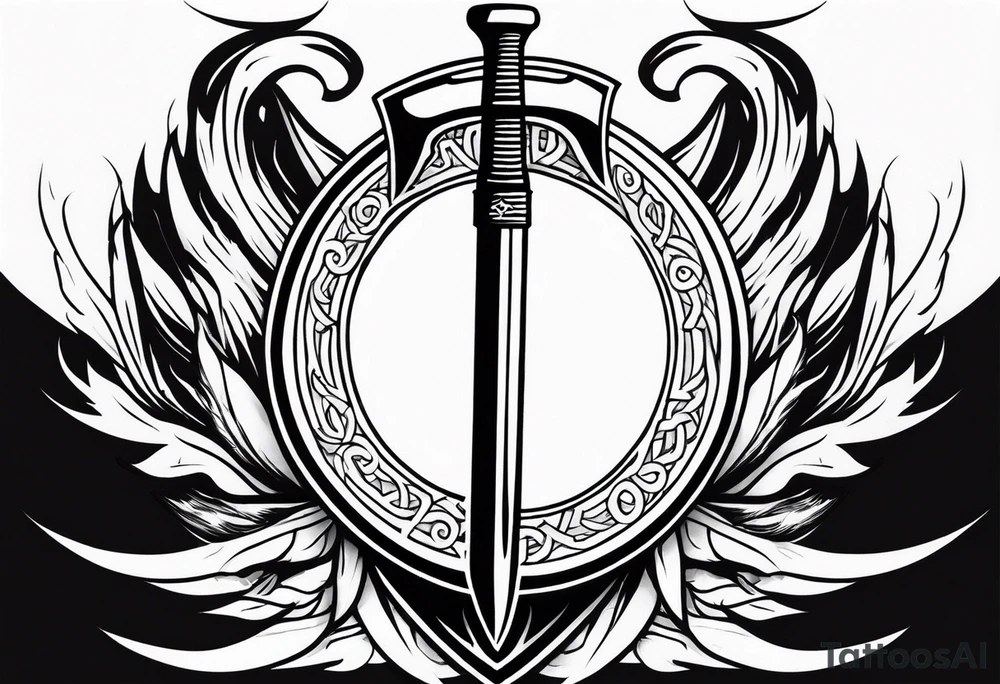 Valhalla shield sword axe fire tattoo idea