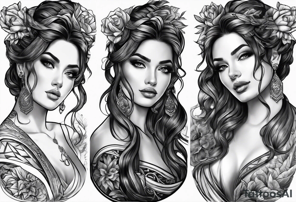 Femida in graphic-style tattoo idea