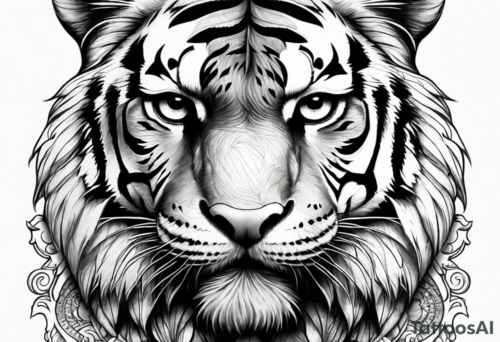 Tiger with owl eyes tattoo idea
