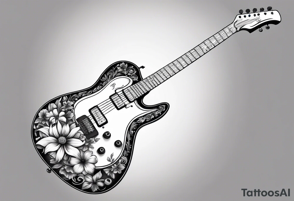 Guitar with flowers growing off the side tattoo idea