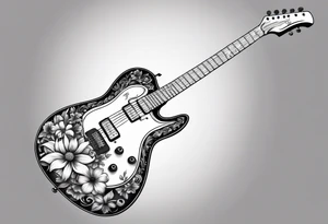 Guitar with flowers growing off the side tattoo idea