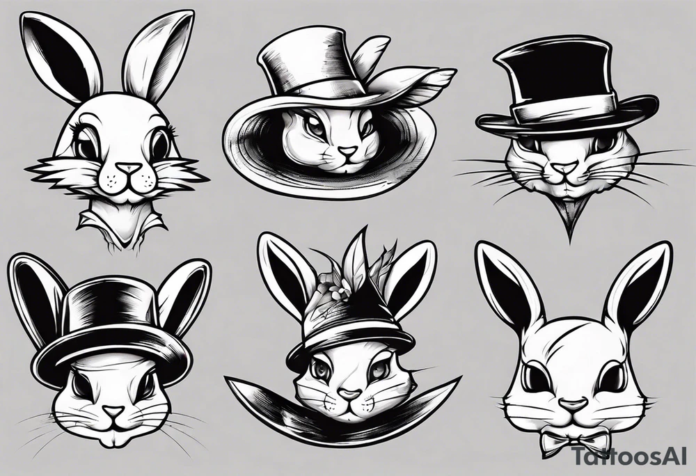 funny bunny hat tattoo idea