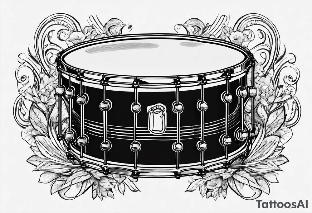 A pandeiro, a traditional Brazilian percussion instrument from pagode music, with the lyrics 'Se alguém perguntar por mim' integrated into the design tattoo idea