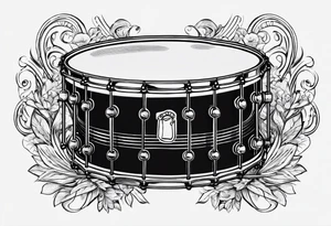 A pandeiro, a traditional Brazilian percussion instrument from pagode music, with the lyrics 'Se alguém perguntar por mim' integrated into the design tattoo idea