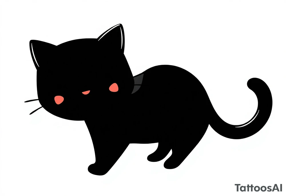 cute black cat tattoo idea