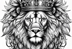 Long Lion crown cross tattoo idea