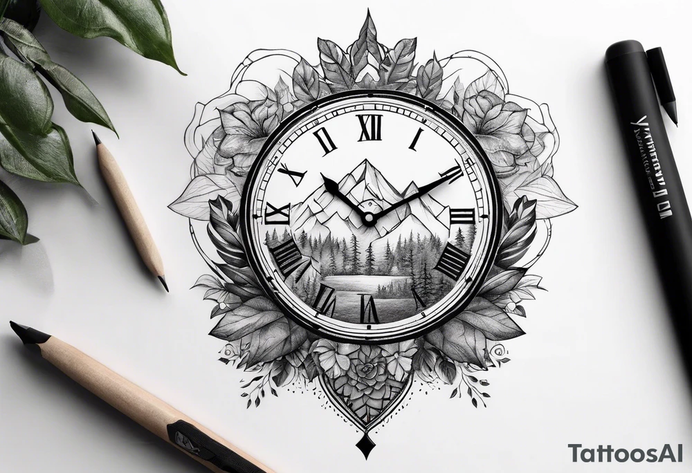 nature element clock memorial tattoo simple design tattoo idea nature element clock memorial tattoo simple design tattoo idea