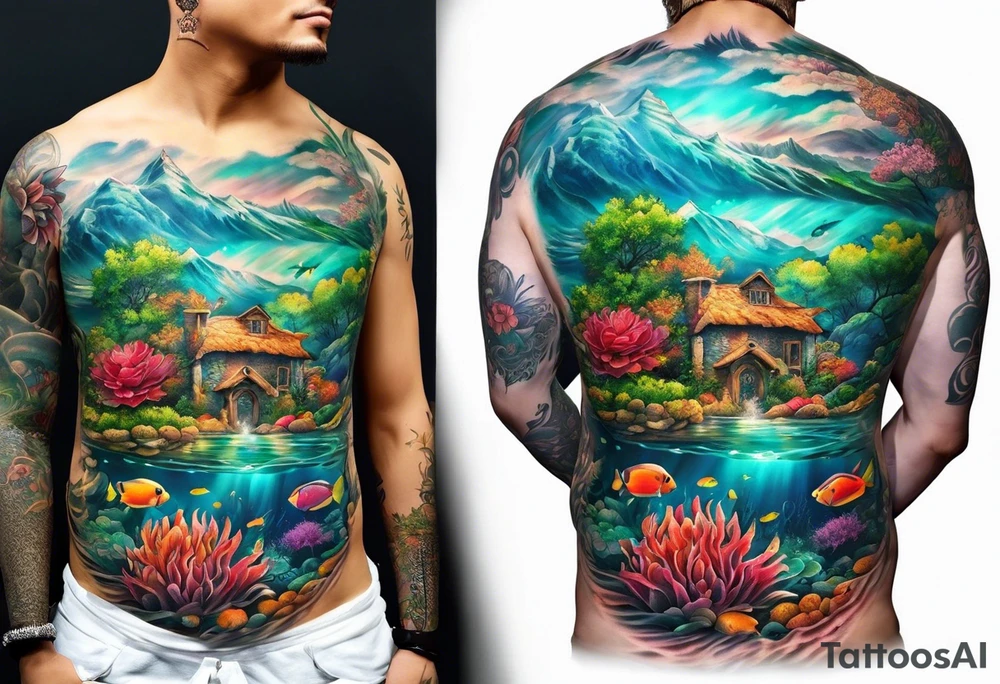 Underwater landscape tattoo idea