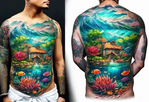 Underwater landscape tattoo idea