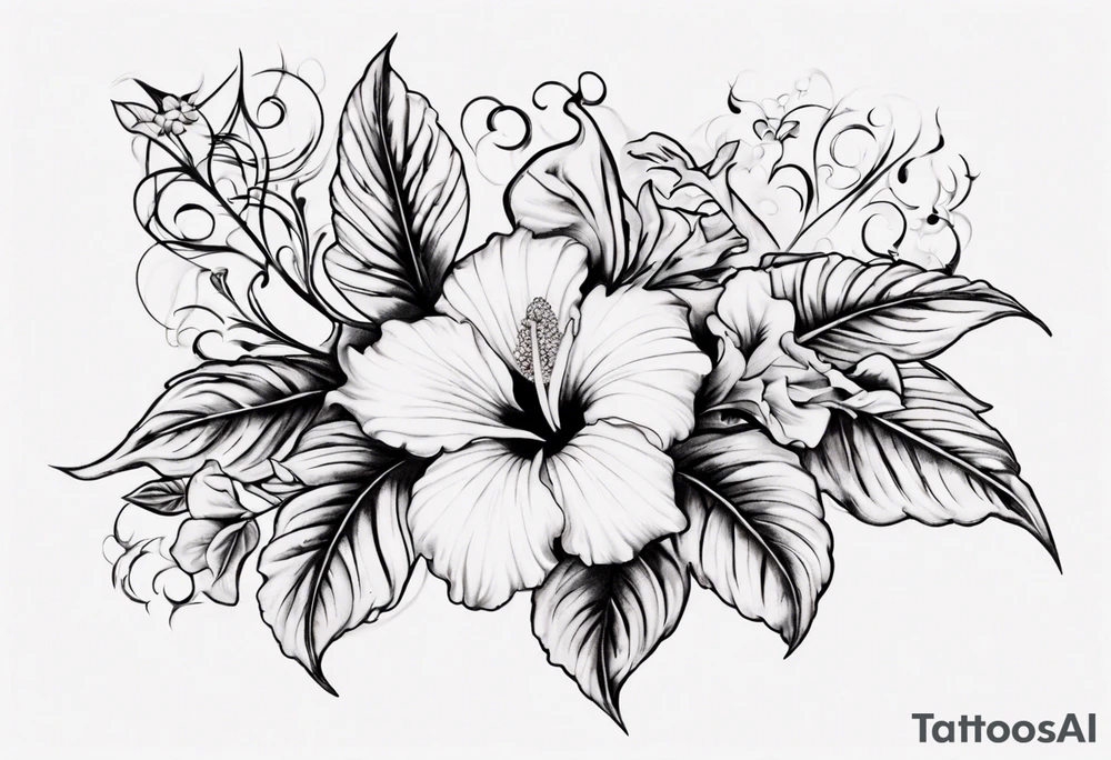 Hibiscusflower with Ornaments tattoo idea
