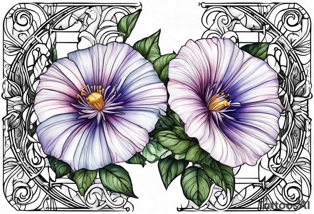 Aster and morning glory with September birth stone zodiac march birth flower tattoo idea