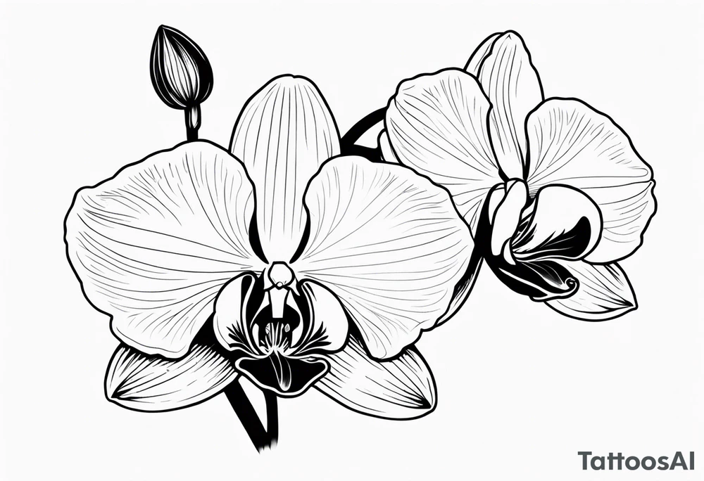 vertical minimal design with 
orchids tattoo idea