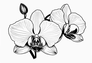 vertical minimal design with 
orchids tattoo idea