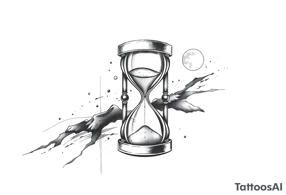 antique hourglass with day and night in the background tattoo idea