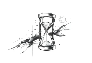 antique hourglass with day and night in the background tattoo idea