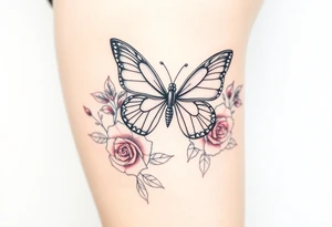 Butterfly and roses tattoo idea