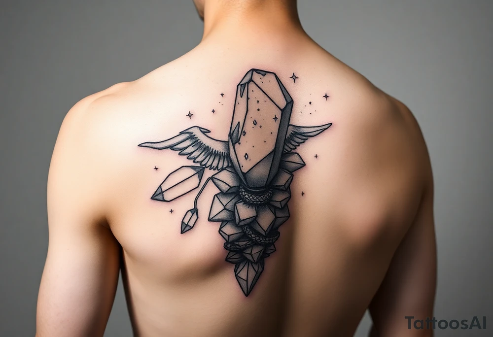 Crystal, Aquarius, female, left arm, sobriety tattoo idea