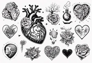 Heart and brain held by a woman's hand tattoo idea