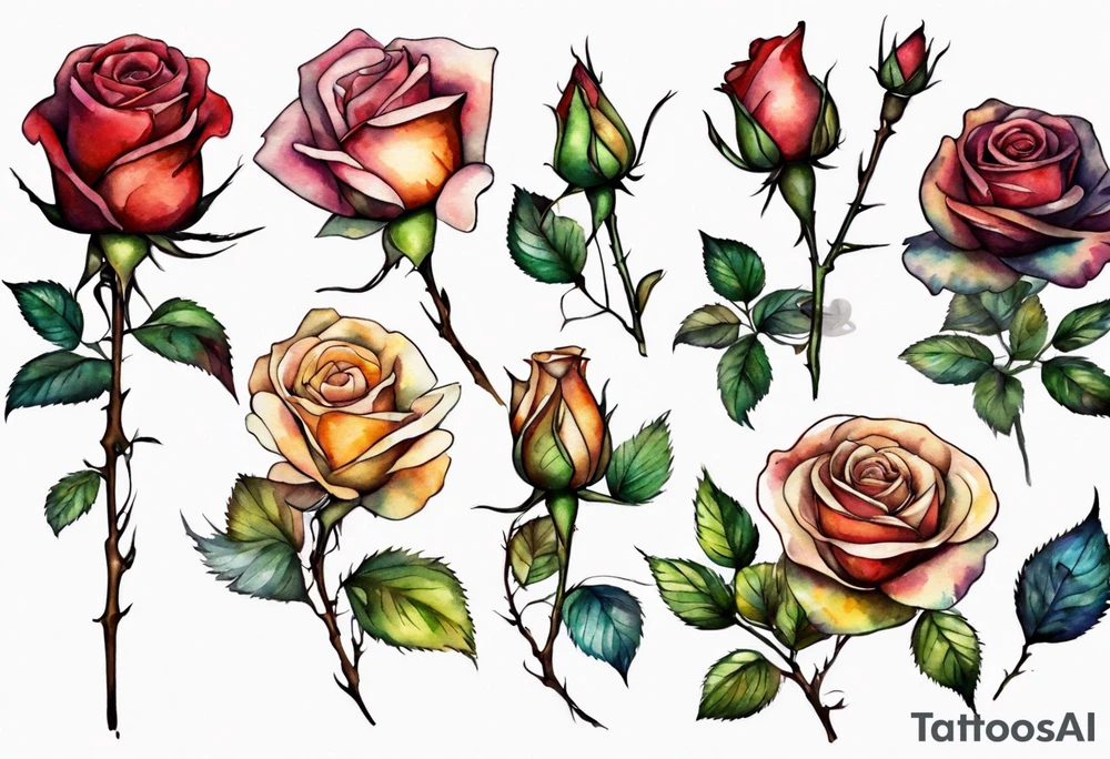 Single Rose with stem tattoo idea