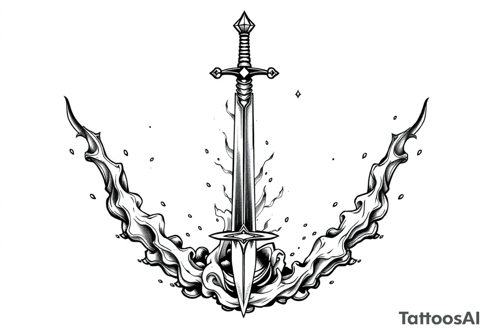 Life, sword, power, relentless, happiness tattoo idea