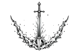 Life, sword, power, relentless, happiness tattoo idea