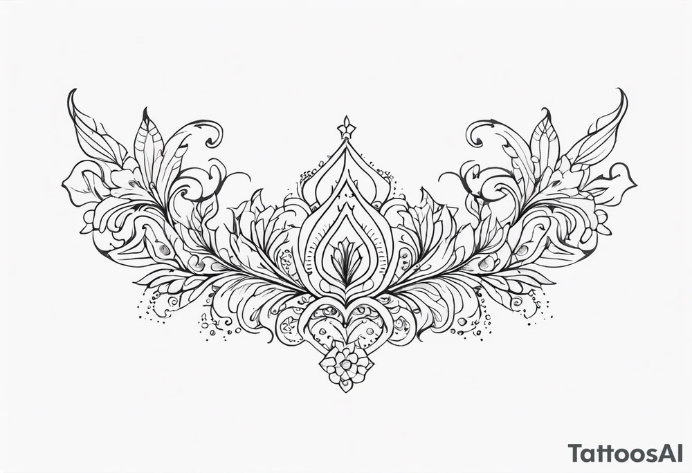 small long ornate floral sternum tattoo tattoo idea