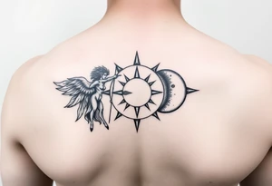 Gemini and sagittarius symbol, sun and moon tattoo idea