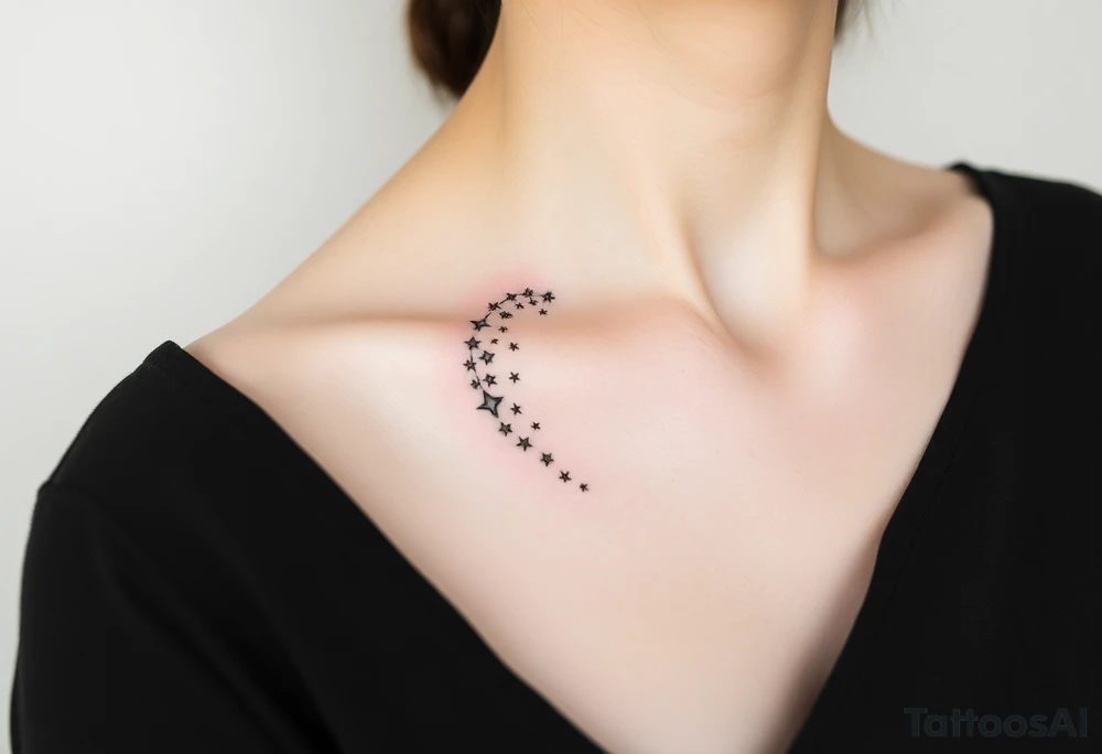 Cascade of stars curved tattoo idea