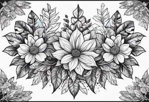 Leaves and flowers skinny piece tattoo idea