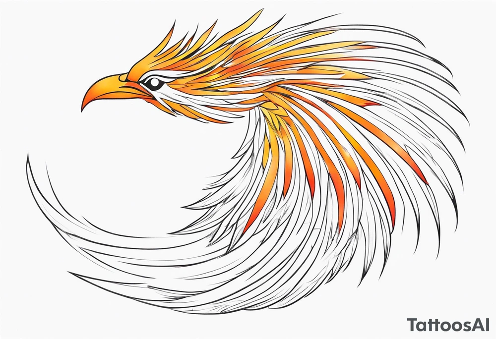 elongated phoenix in profile tattoo idea