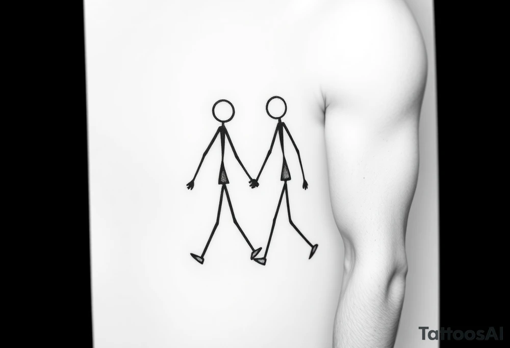 stick figures walking holding hands tattoo idea