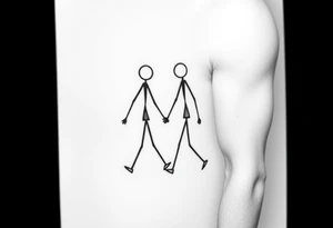 stick figures walking holding hands tattoo idea