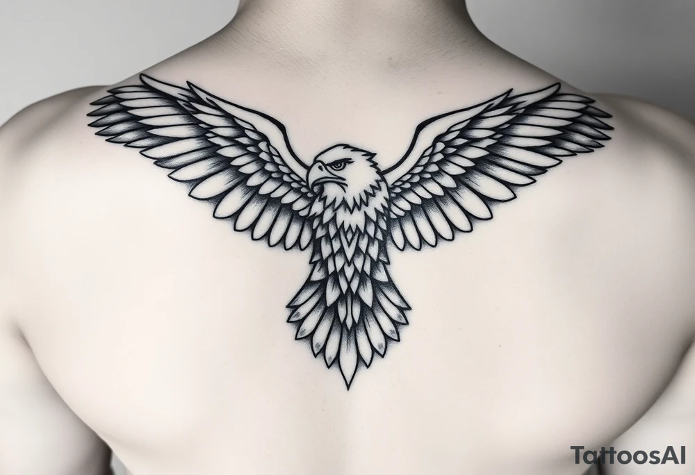 Abstract eagle tattoo top down view with fine line tattoo idea Abstract eagle tattoo top down view with fine line tattoo idea