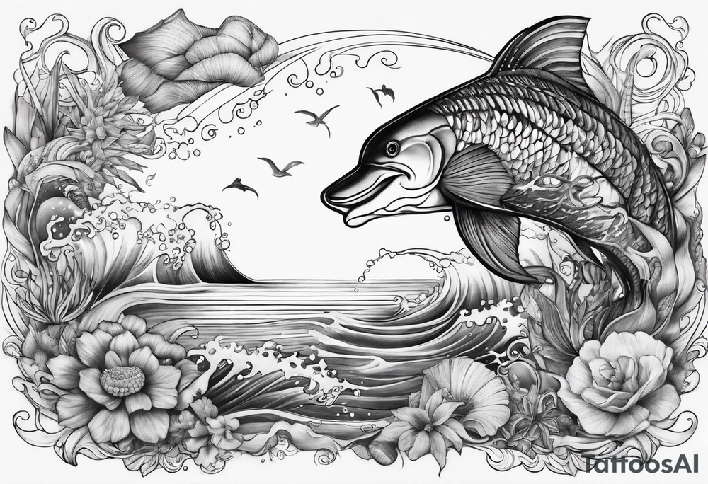 an ocean themed half sleeve for my lower left leg tattoo idea