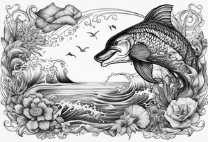 an ocean themed half sleeve for my lower left leg tattoo idea