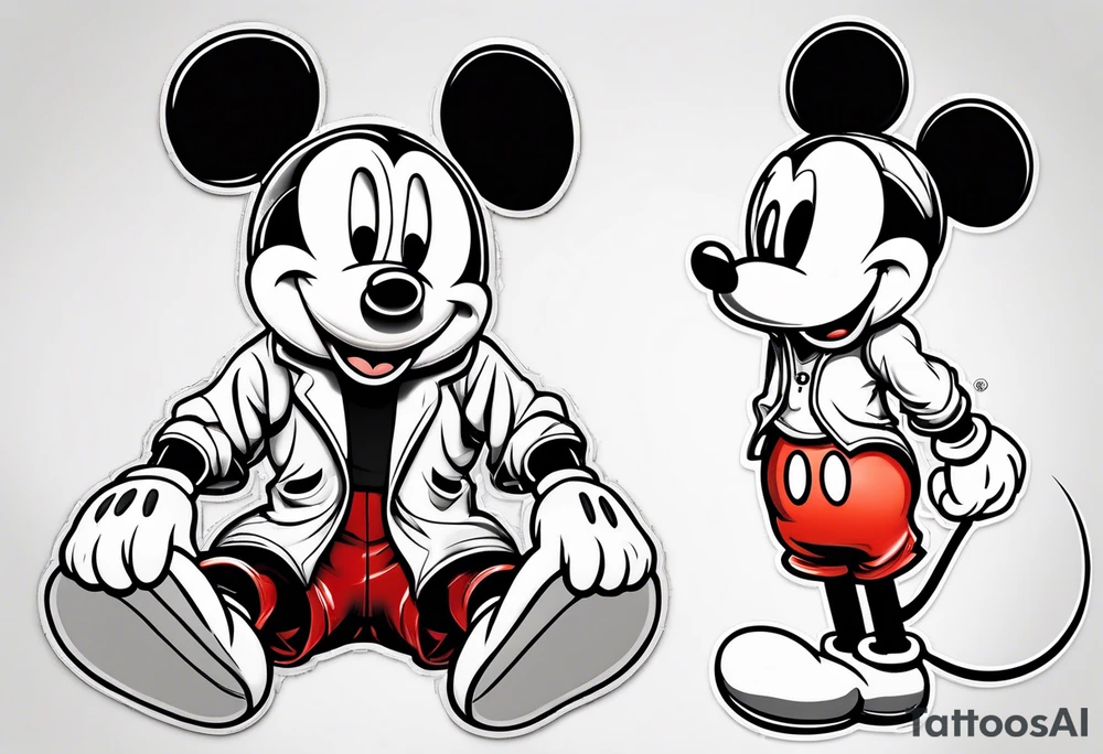 mickey mouse in a straight jacket tattoo idea