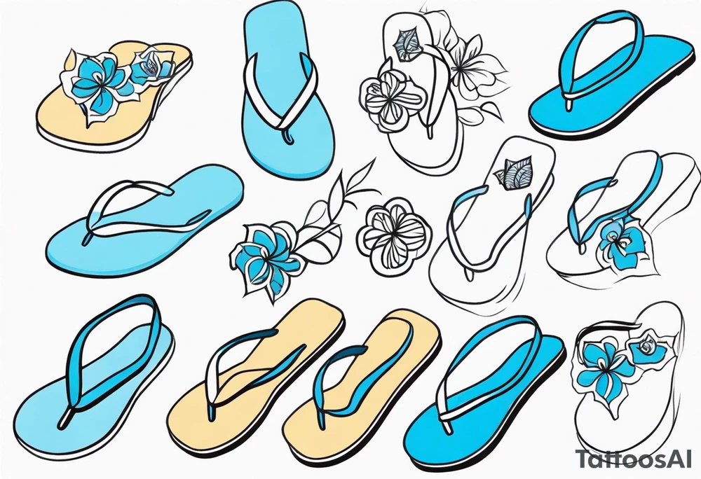 tiny light blue flip flop tattoo idea