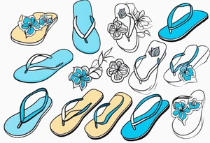 tiny light blue flip flop tattoo idea