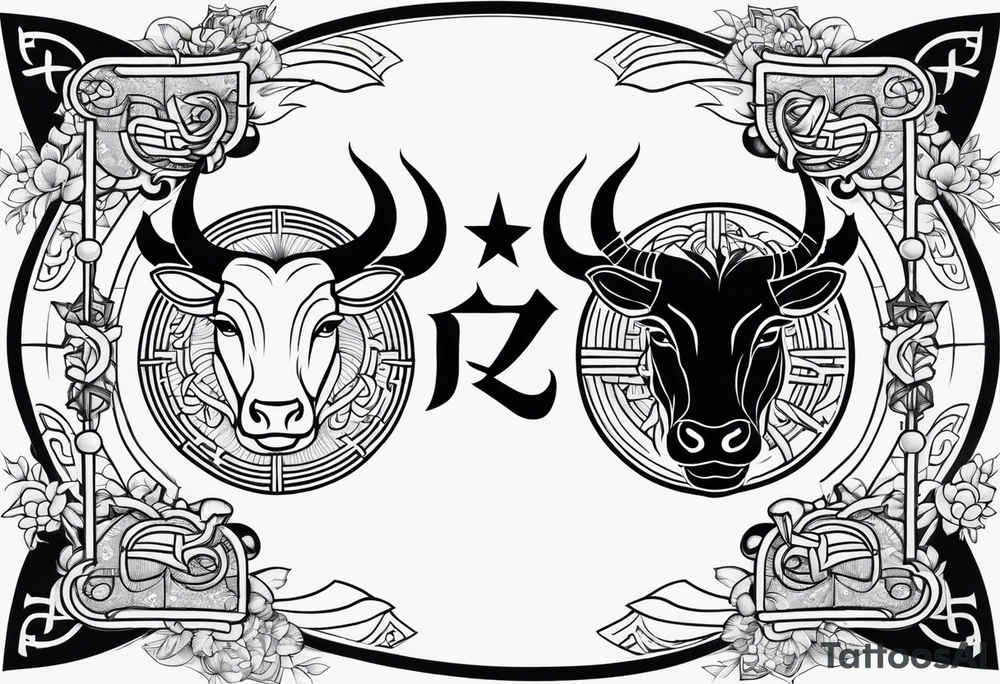 Gemini taurus symbols 
combined tattoo idea