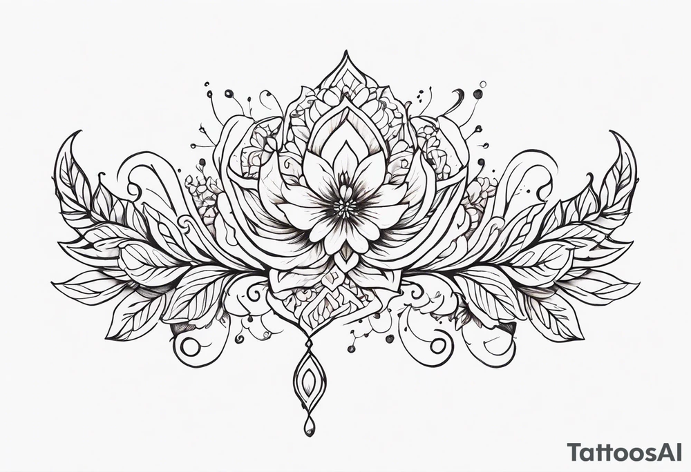 small long ornate floral sternum tattoo tattoo idea