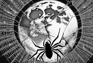 spider shooting web hangin down moon tattoo idea