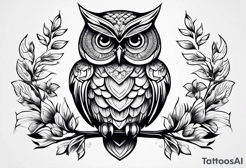 Cute owl tattoo idea