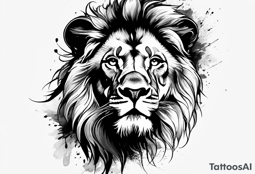 Watercolor lion tattoo idea