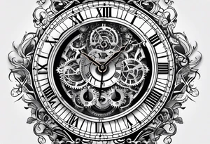 Mechanical clock face tattoo idea