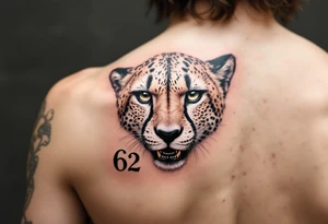 cheetah with the number 62 in its mouth tattoo idea