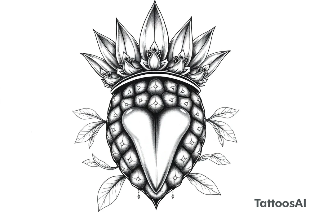 Majestic crown pineapple ,vagina and anus tattoo idea